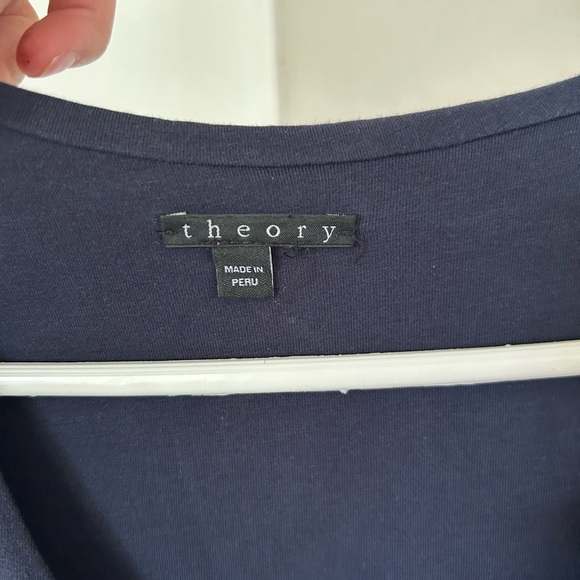 Theory Blue Ruched Tie Front Sheath Dress - Picture 3 of 3